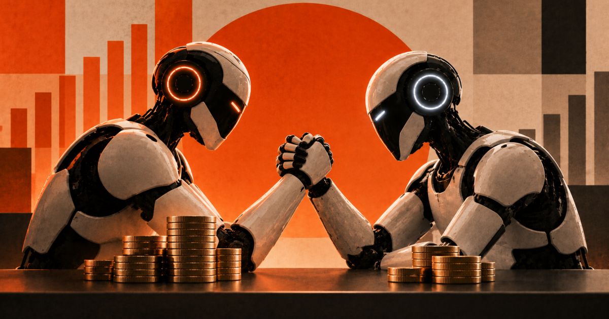 Servidor e linhas de código representando inteligência artificial