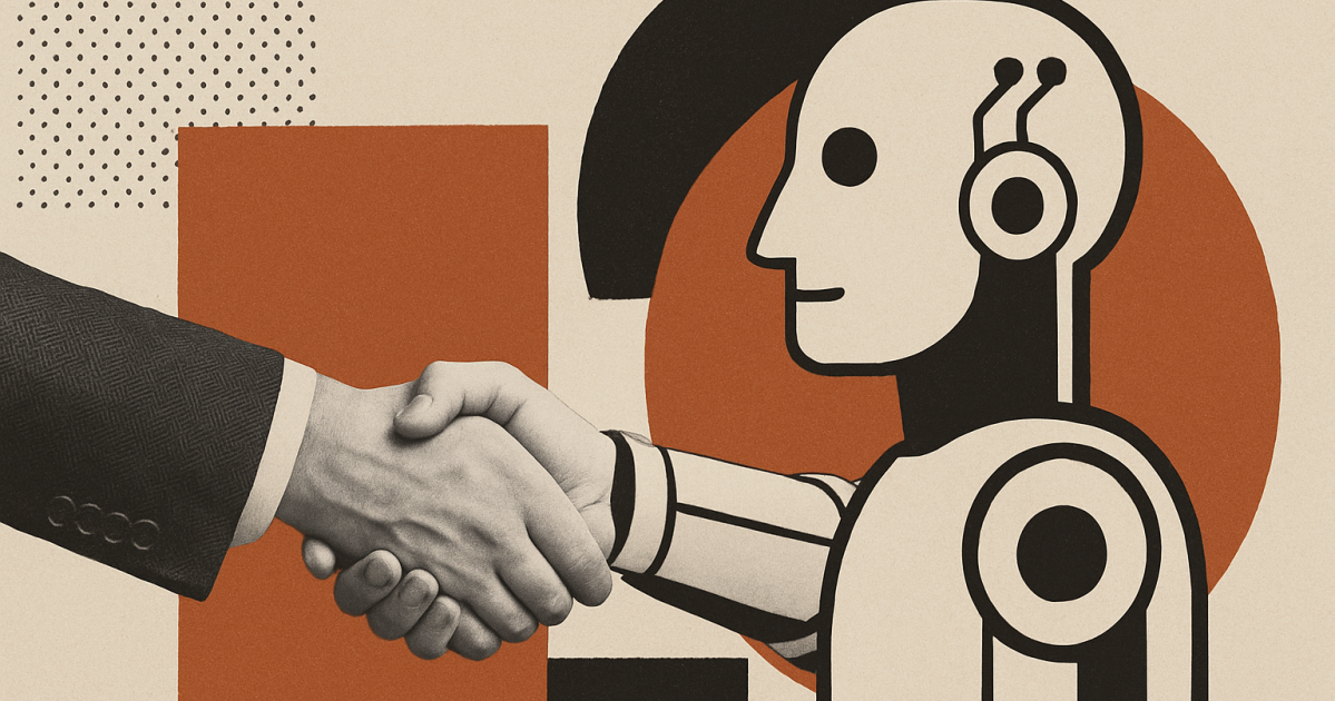 Tela com gráficos financeiros e símbolo de IA