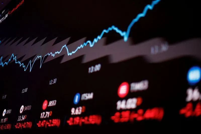 Painel da B3 com índices e cotações