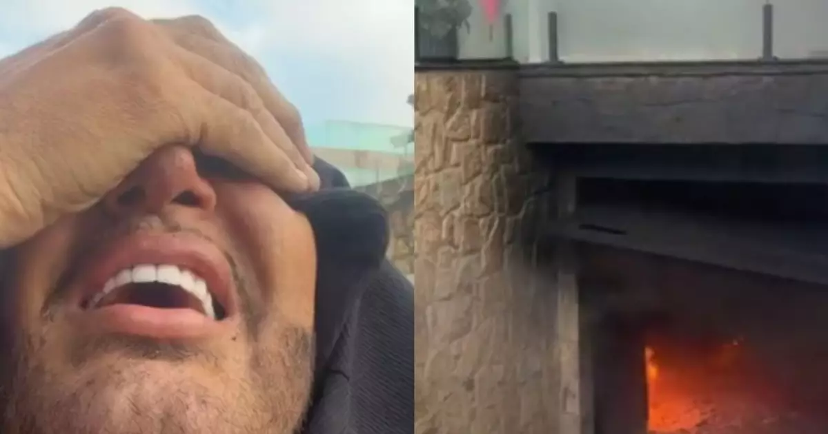 Casa incendiada dos pais de MC Gui com área queimada