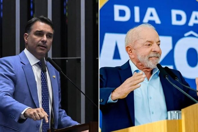 Gráfico da pesquisa Indexa com porcentagens de intenções de voto para Flávio e Lula