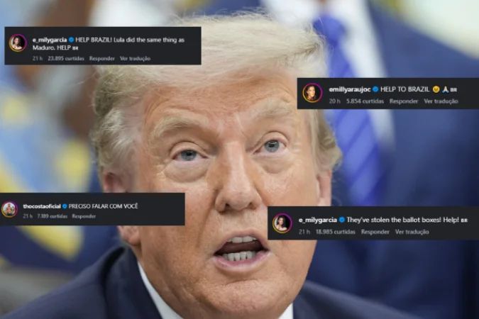 Comentários de brasileiros em publicações de Donald Trump