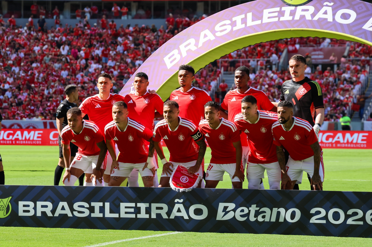 Time do Internacional antes da partida no Beira-Rio