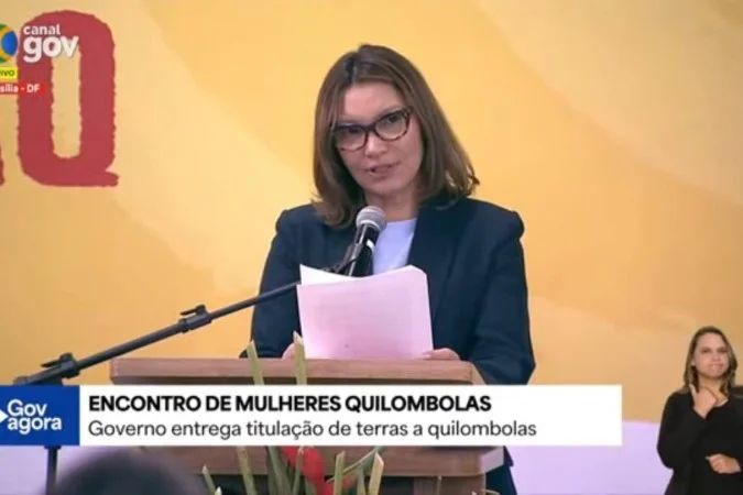 Janja Lula da Silva discursando no III Encontro Nacional de Mulheres Quilombolas