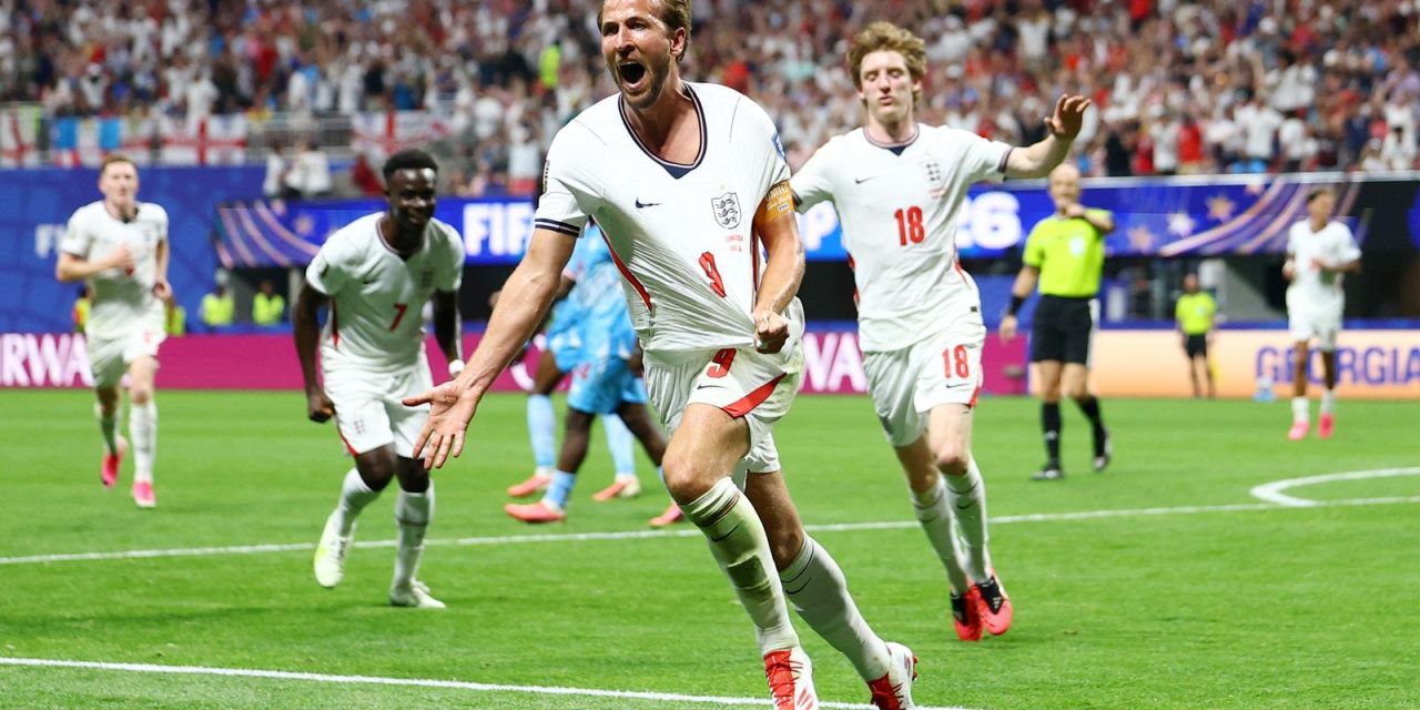 Harry Kane comemorando um dos gols contra a RD Congo