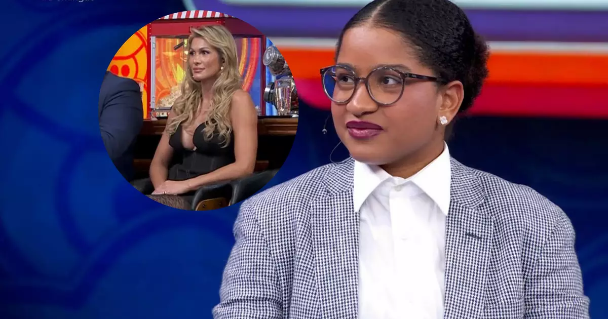 Lívia Andrade e Tia Milena no palco do Domingão