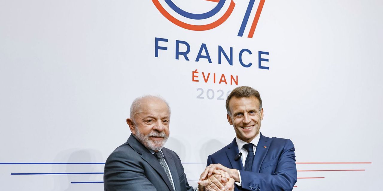 Lula com Macron em Évian