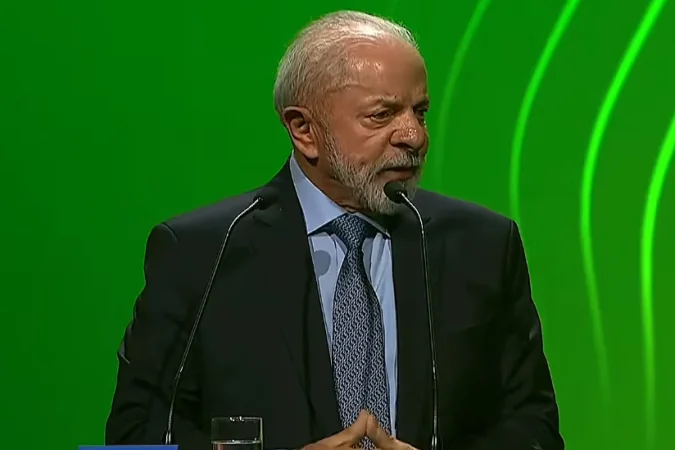 Presidente Lula discursando na feira Hannover Messe, Alemanha