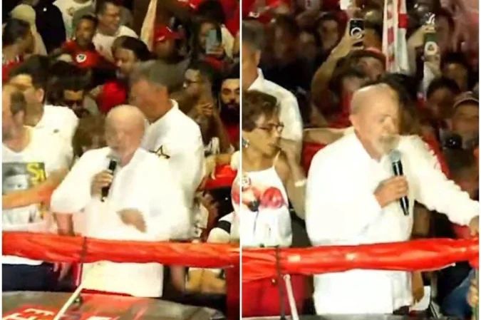 Presidente Lula discursando em ato público em Ipatinga