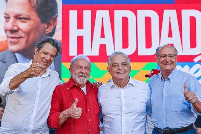 Lula com Haddad e Márcio França em reunião