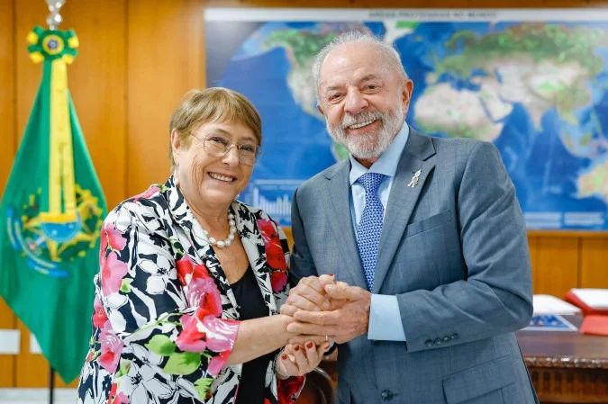 Lula e Michelle Bachelet no Palácio do Planalto