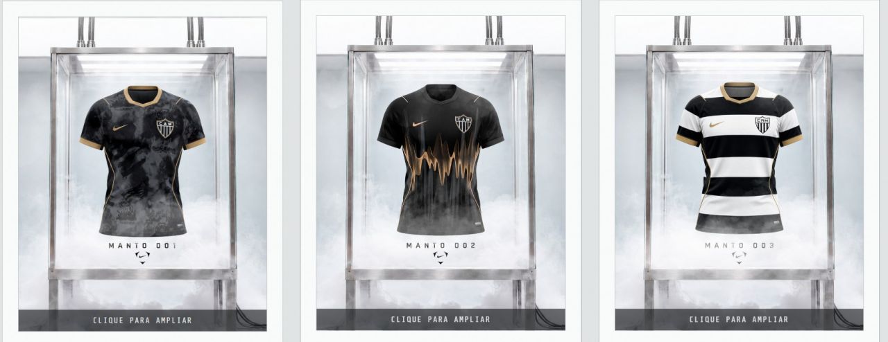 Três camisas finalistas do Manto da Massa do Atlético-MG