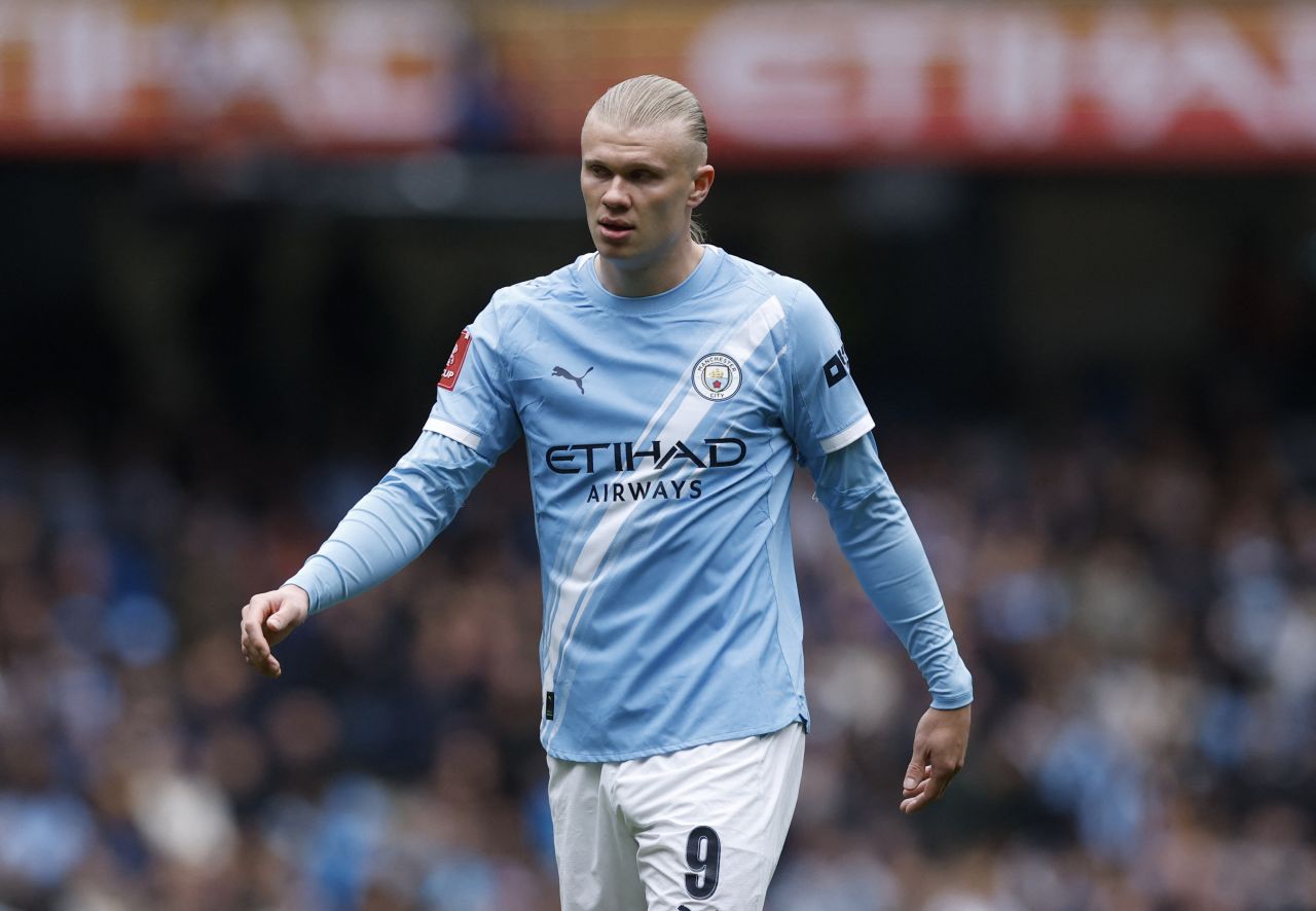 Erling Haaland em treino do Manchester City