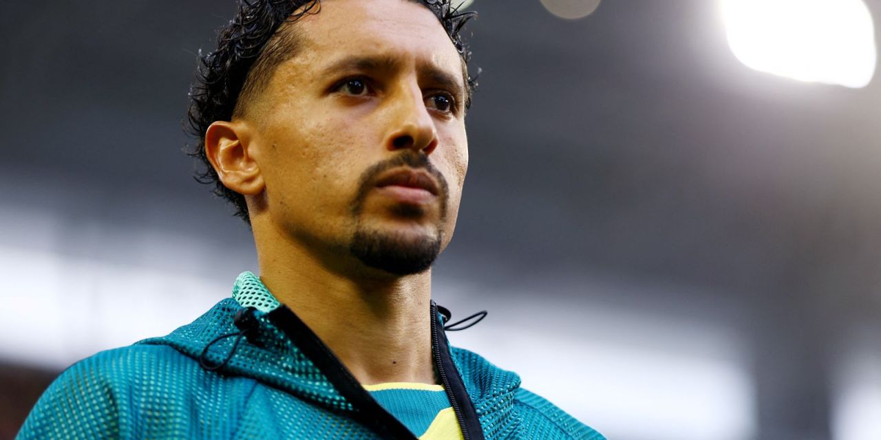 Marquinhos durante coletiva após a vitória sobre a Escócia