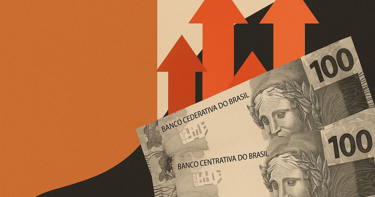 Ilustração de cédulas e tela com gráficos financeiros