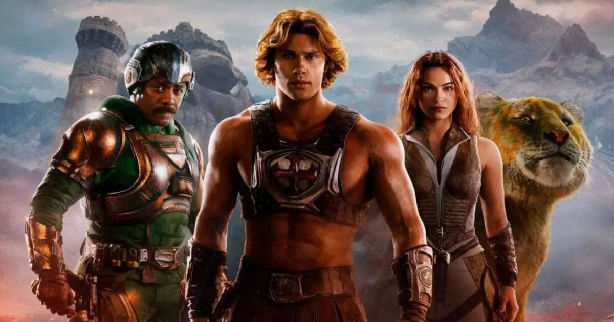 Pôster do filme Mestres do Universo com He-Man e Esqueleto