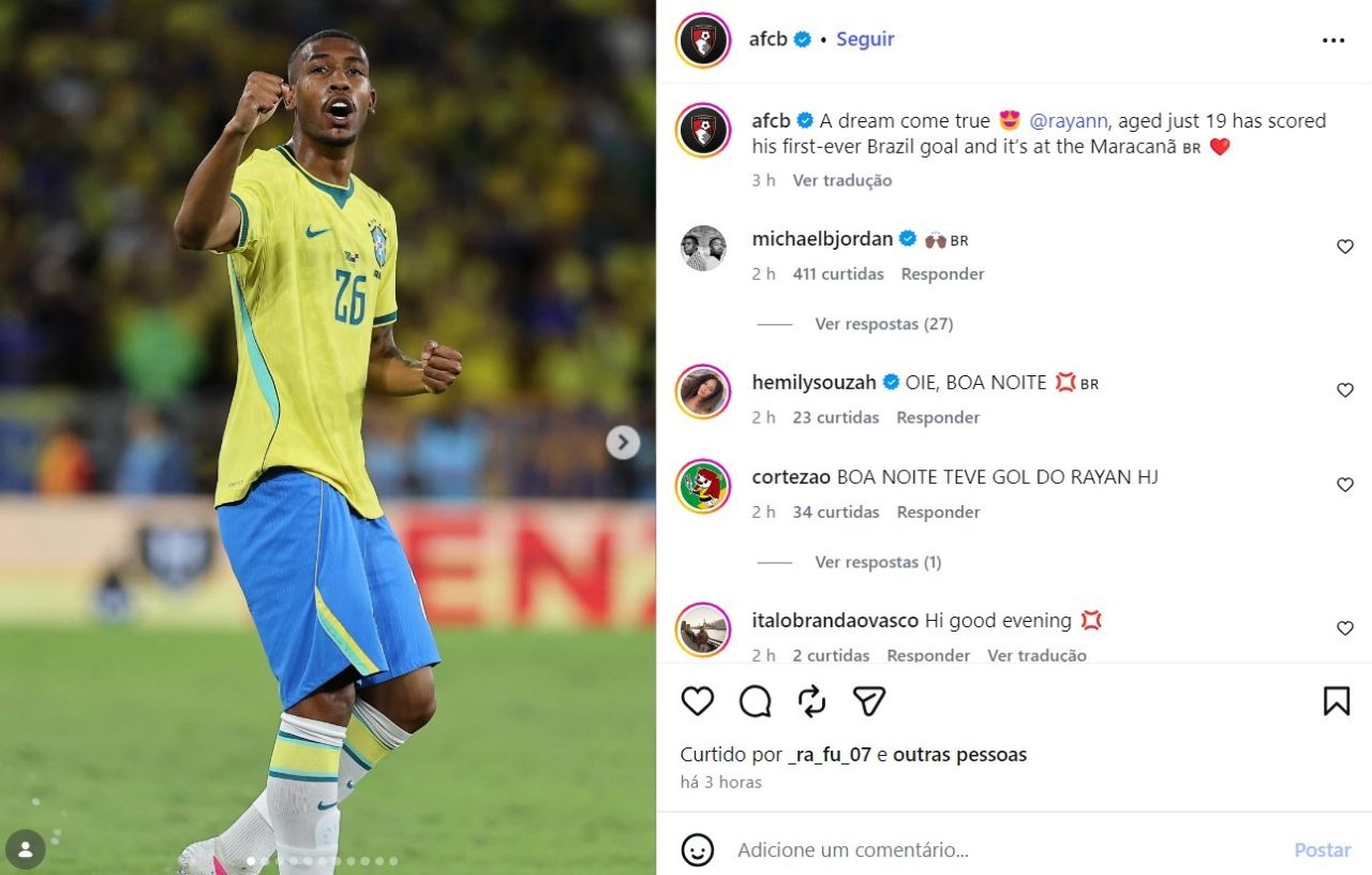 Michael B. Jordan posta bandeira do Brasil nas redes