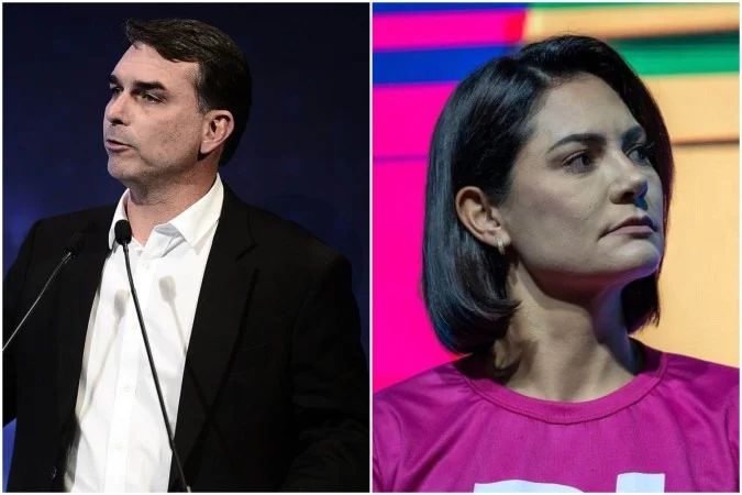 Michelle e Flávio Bolsonaro em embate público