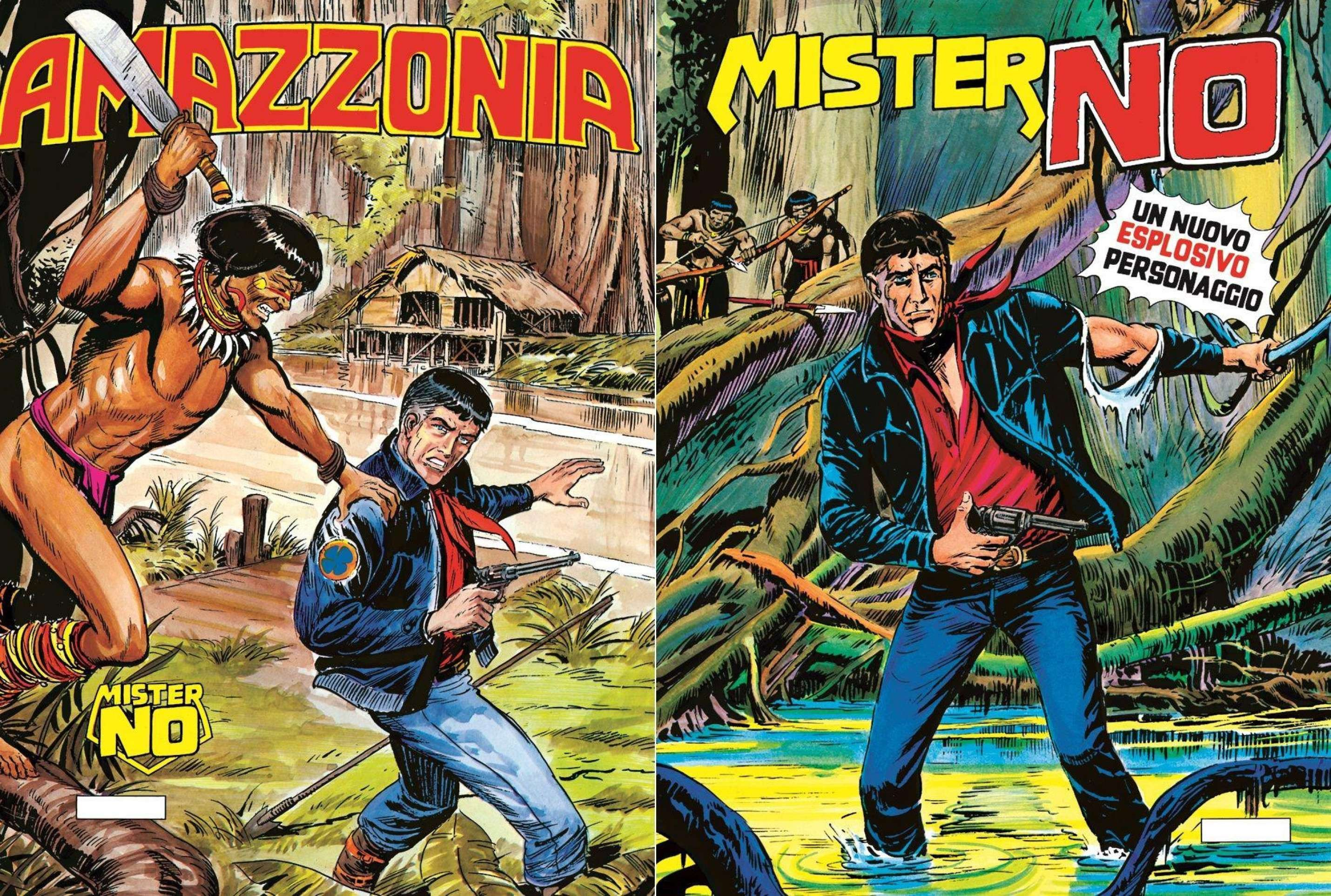 Capa de gibi de Mister No com floresta amazônica ao fundo