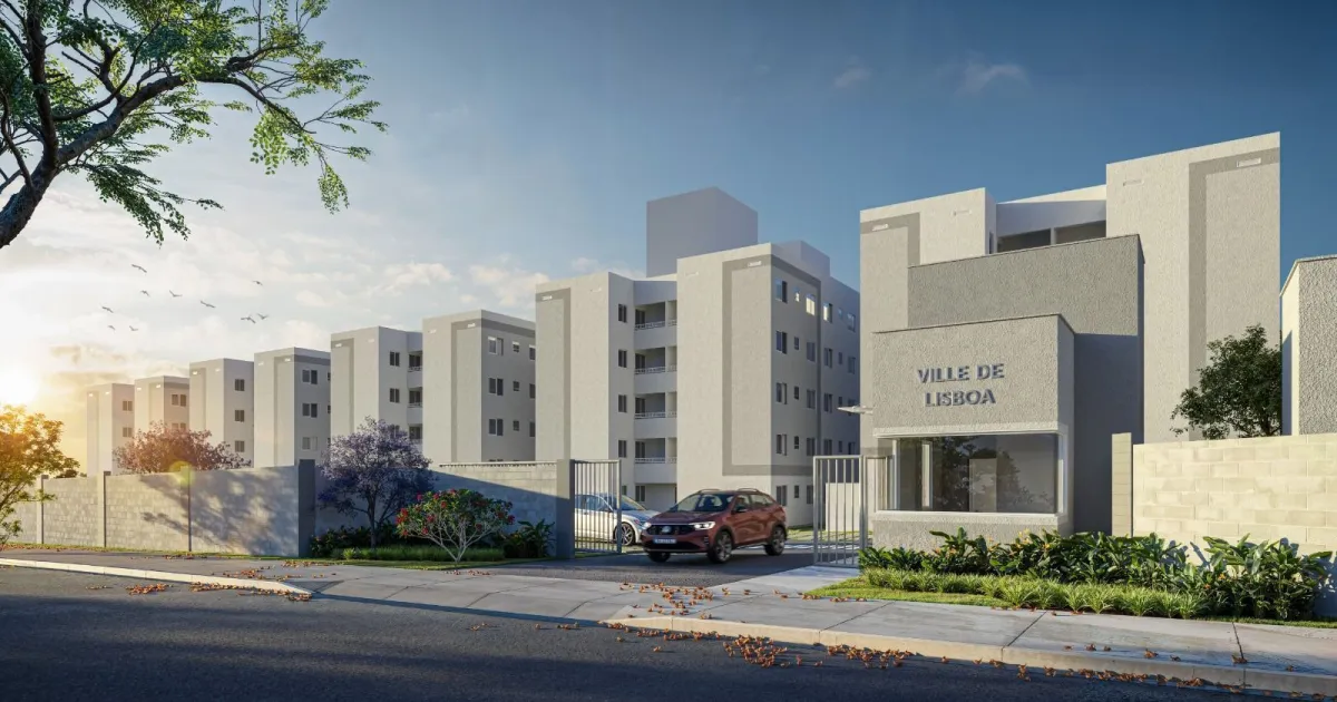 fachada e planta do residencial Ville de Lisboa, MRV em Caucaia