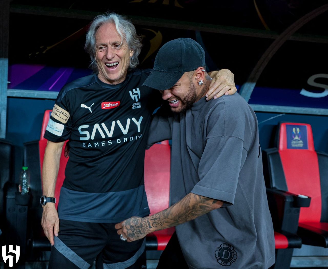Neymar e Jorge Jesus no período do Al-Hilal