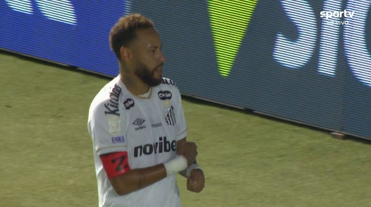 Neymar imitando jogo de cartas após marcar gol