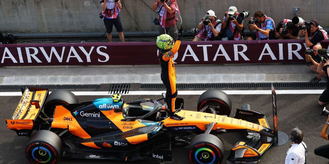 Lando Norris celebra pole na Hungria