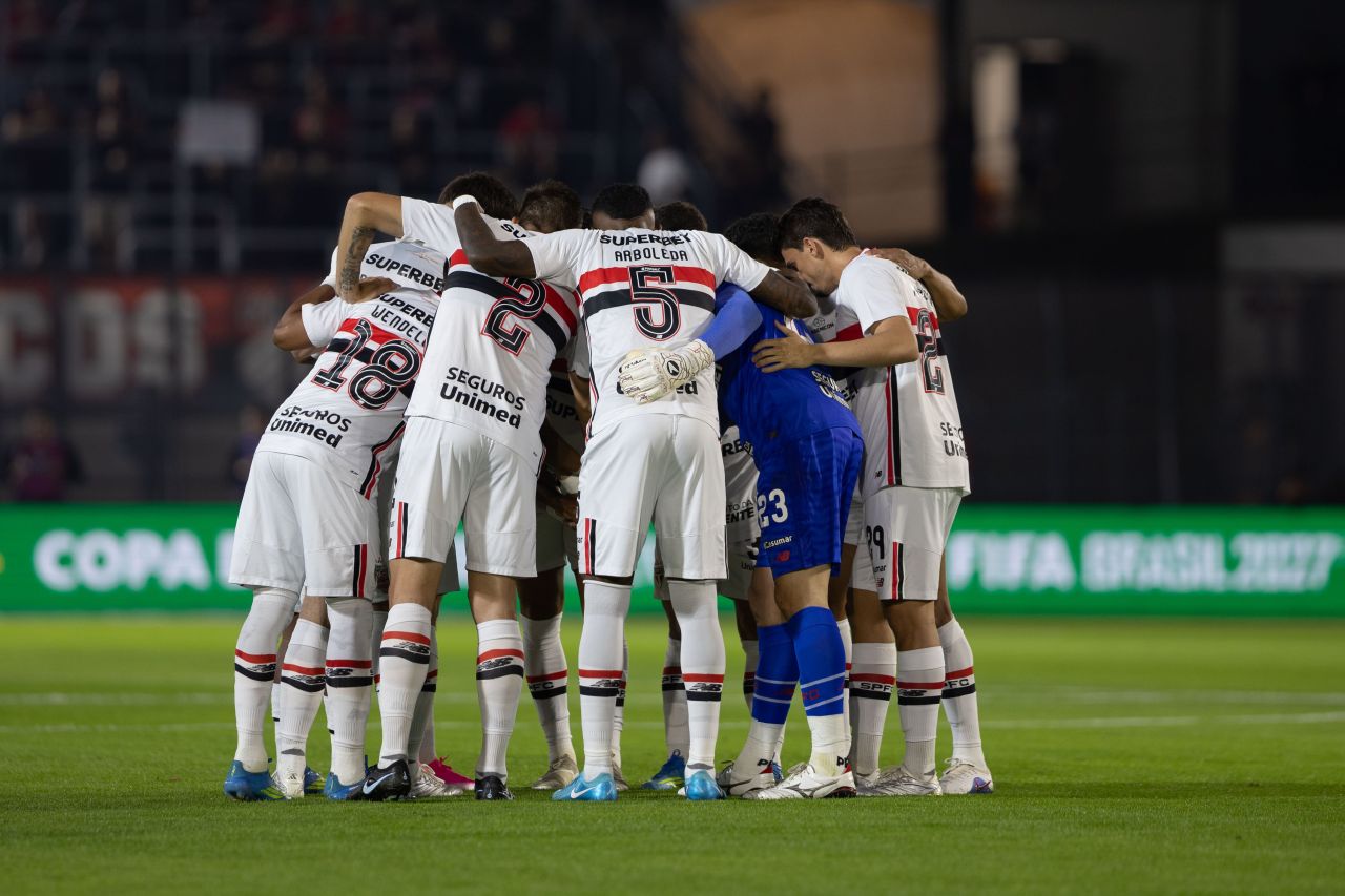 Jogadores do São Paulo antes do jogo