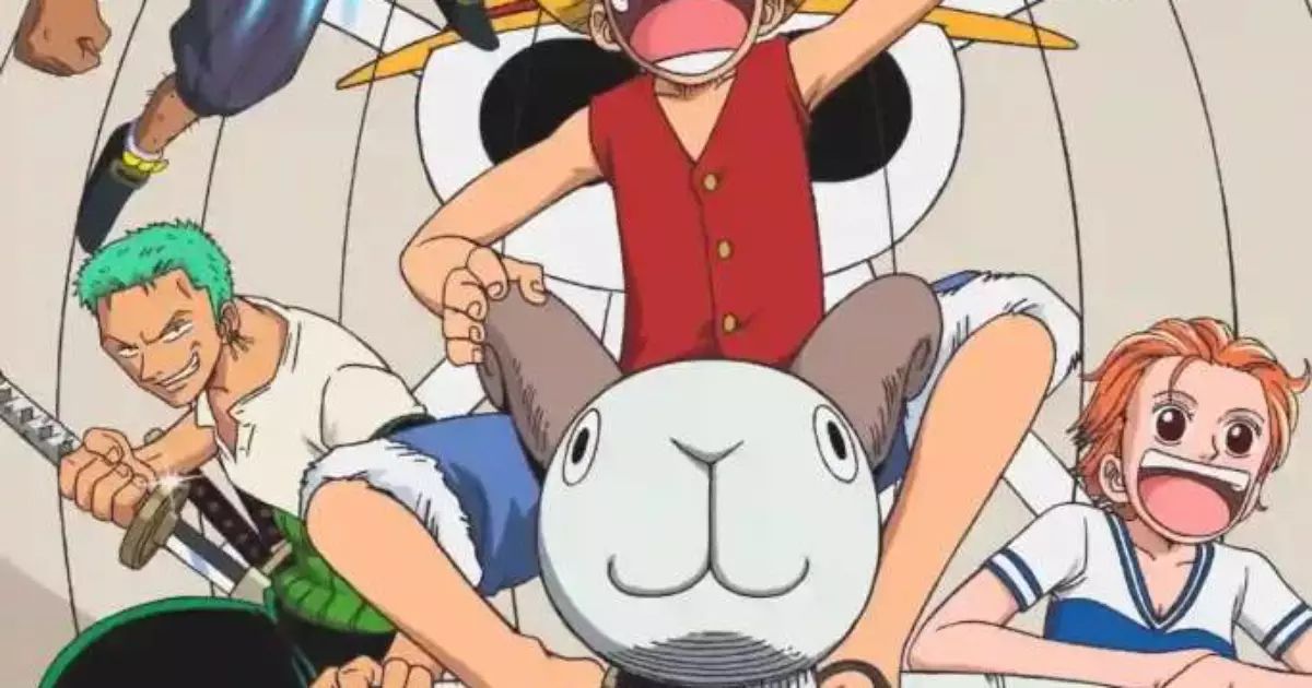 Pôster do primeiro filme de One Piece com Luffy em destaque no estilo clássico