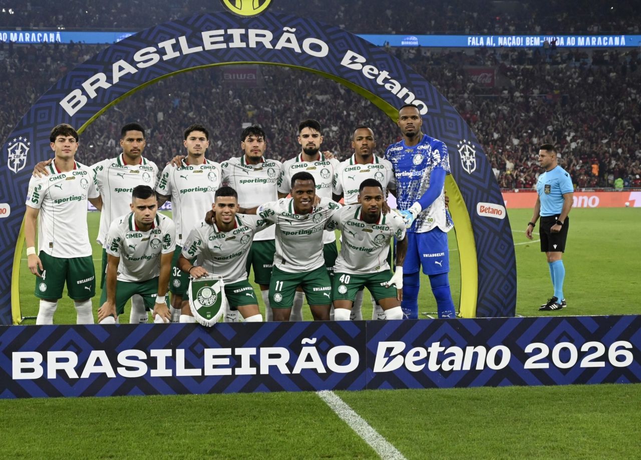 Jogadores do Palmeiras comemoram gol no Maracanã
