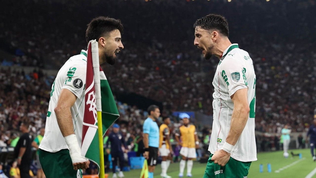 Flaco López comemorando gol pelo Palmeiras no Maracanã