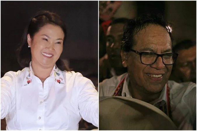 Keiko Fujimori e Roberto Sánchez, candidatos à Presidência do Peru