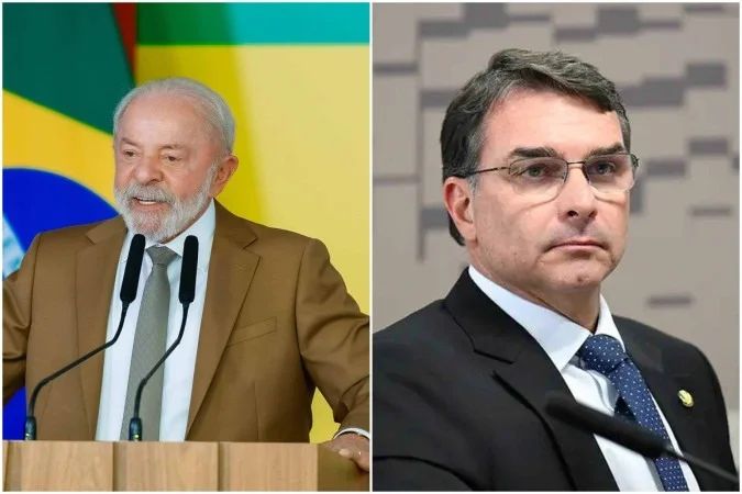 Lula e Flávio Bolsonaro em eventos públicos