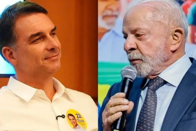 gráfico da pesquisa Palver mostrando percentuais de Flávio e Lula
