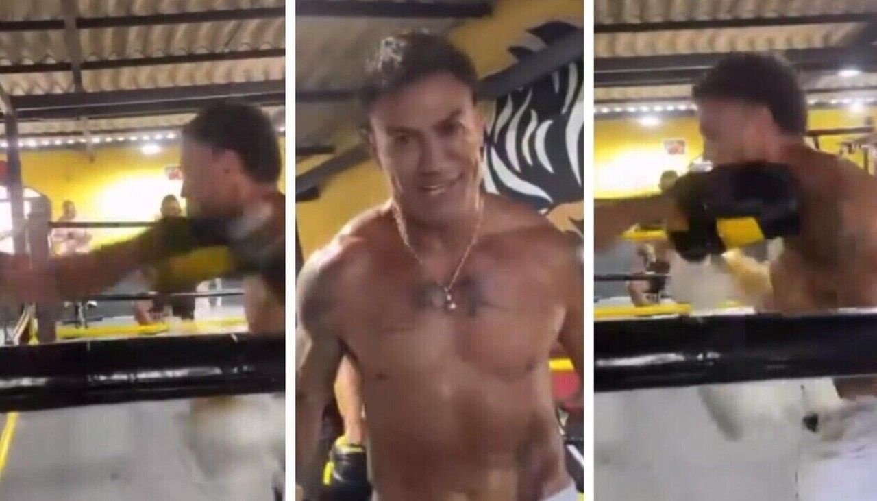Popó treinando no ringue