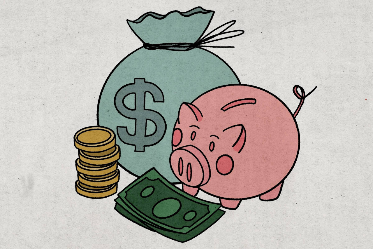 Cofrinho e notas para representar poupança