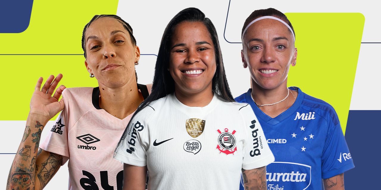 Atletas comemorando gol em partida do Brasileirão Feminino