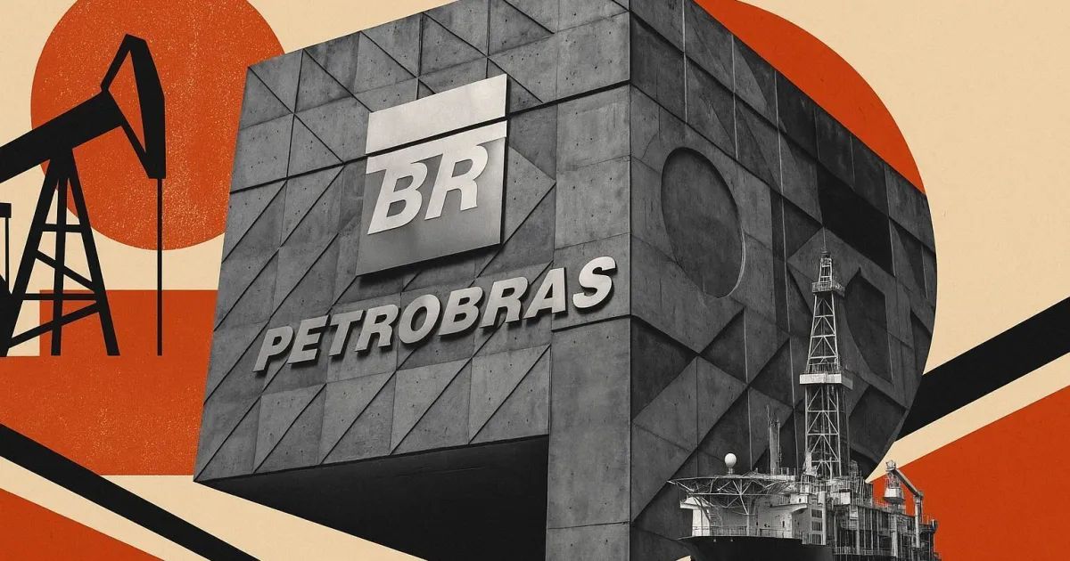 Gráfico com queda do preço do petróleo e cotação das ações da Petrobras