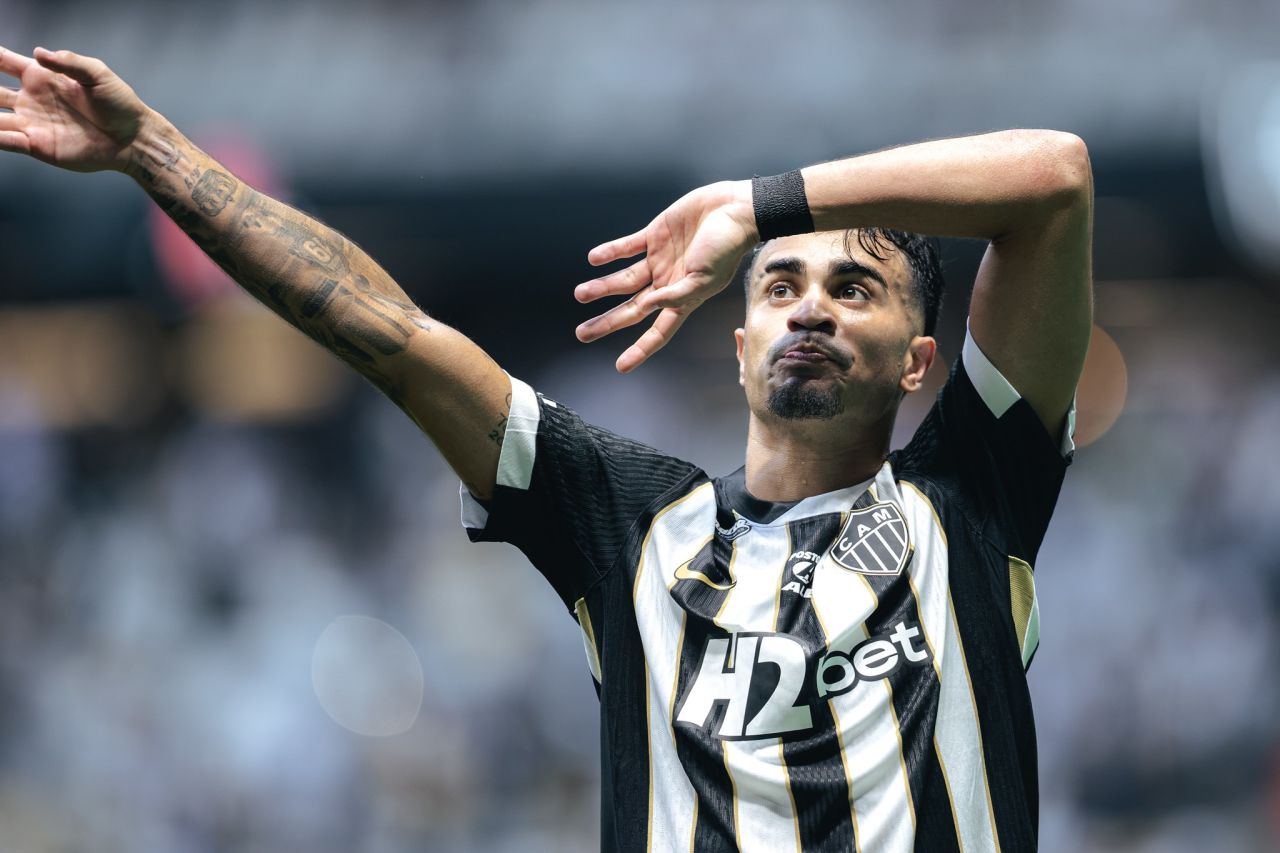 Reinier comemorando gol pelo Atlético-MG