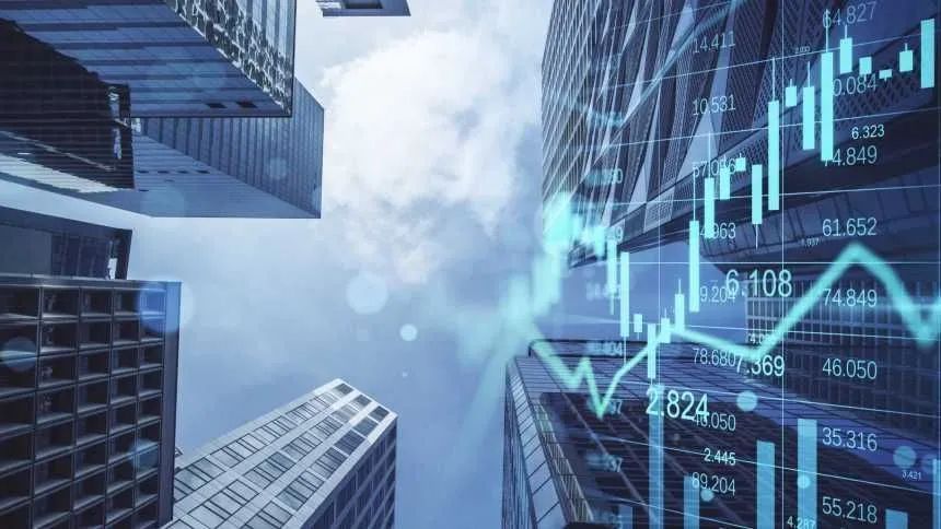 Empresas imobiliárias e gráficos financeiros