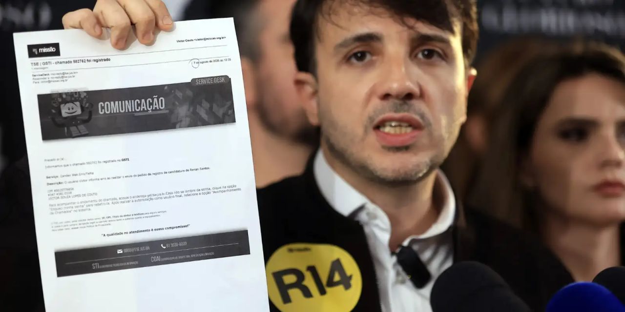 Renan Santos e Ronaldo Caiado após divulgação de resultados