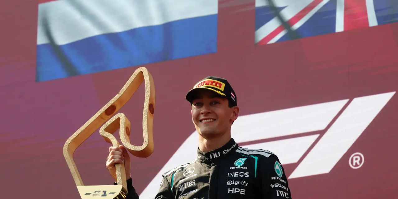 George Russell no pódio do GP da Áustria