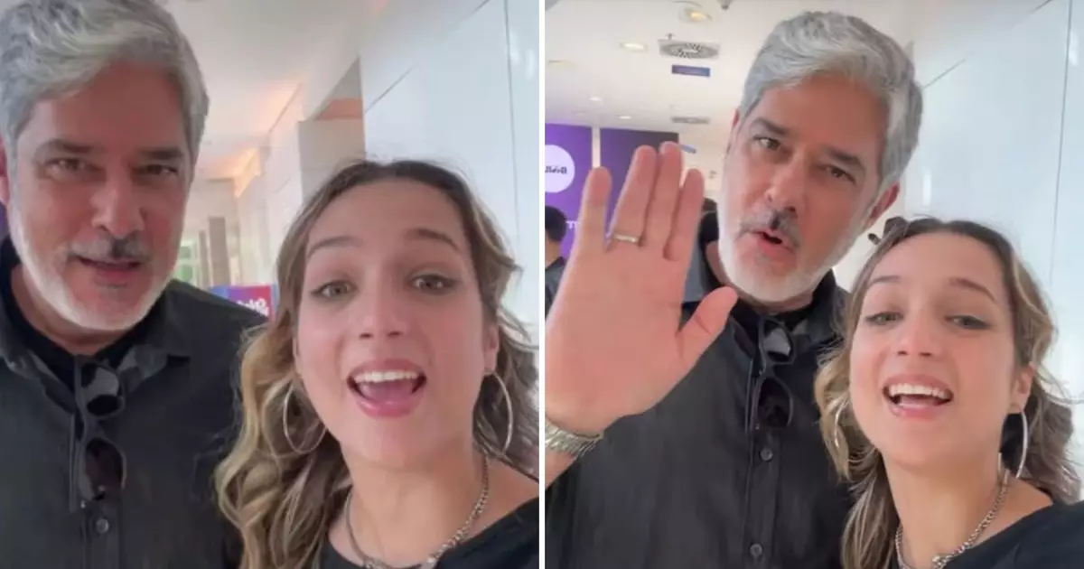 Samira e William Bonner nos bastidores da Globo