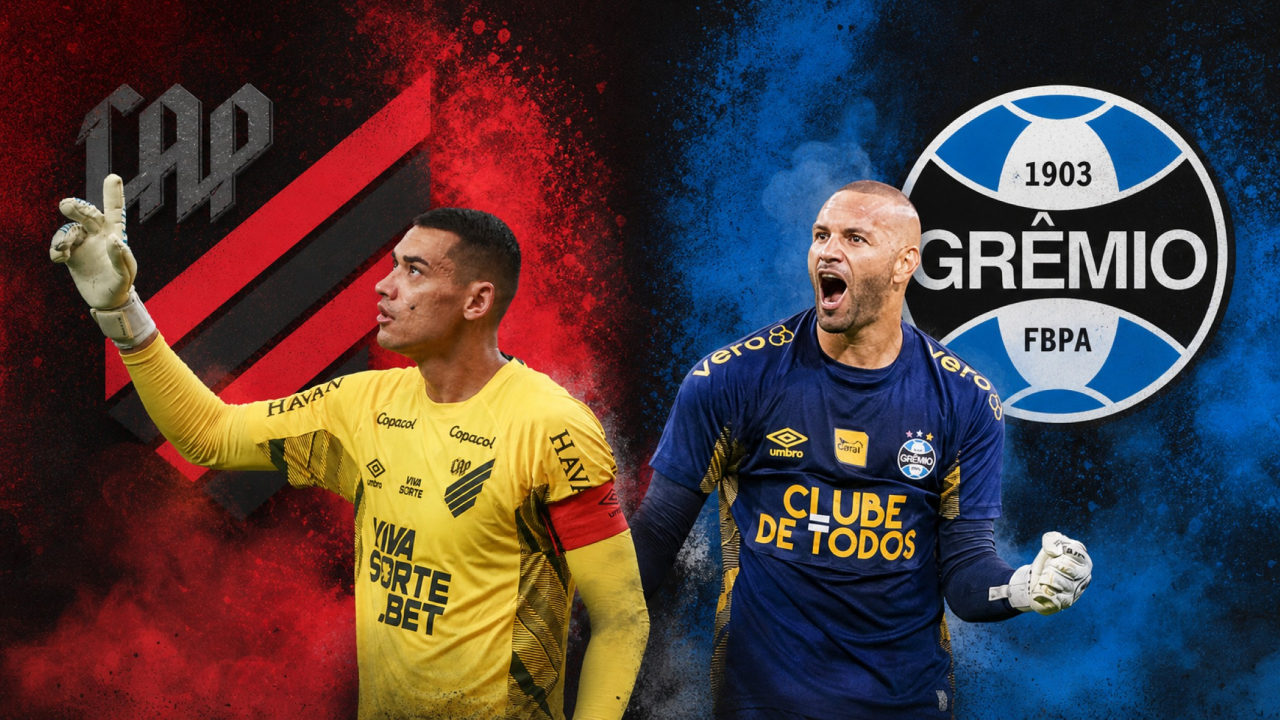 Santos e Weverton em ação com as camisas do Athletico