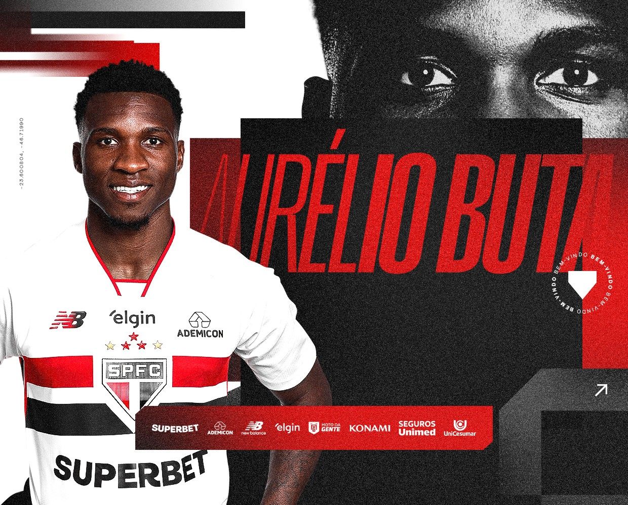 Aurélio Buta com a camisa do São Paulo após assinatura
