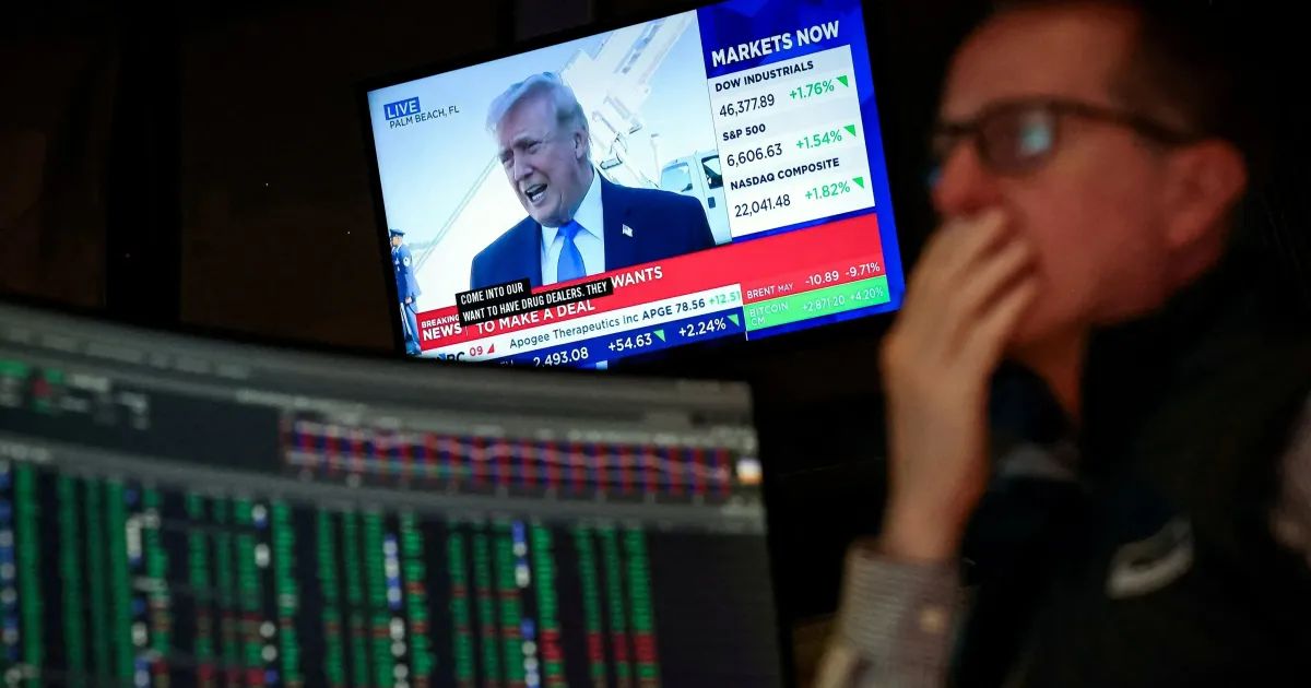 Tela com cotações da bolsa e gráficos financeiros