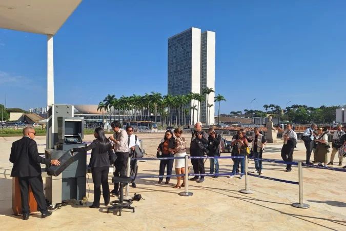 Jornalistas no plenário do STF