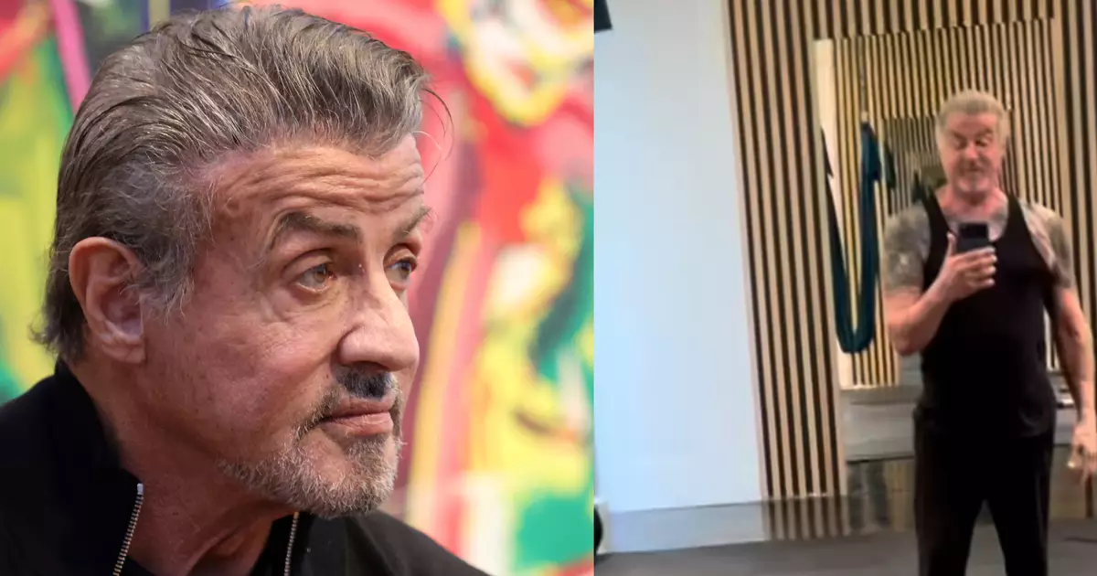 Sylvester Stallone treinando na academia