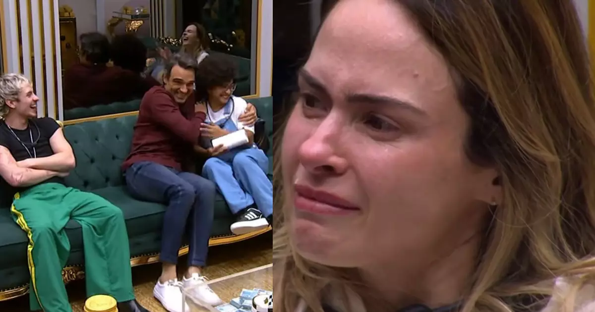 Tadeu Schmidt abraçando finalistas do BBB 26
