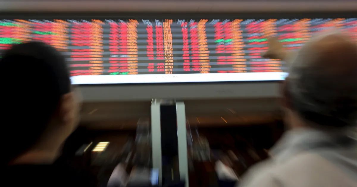 painel da bolsa de valores em pregão